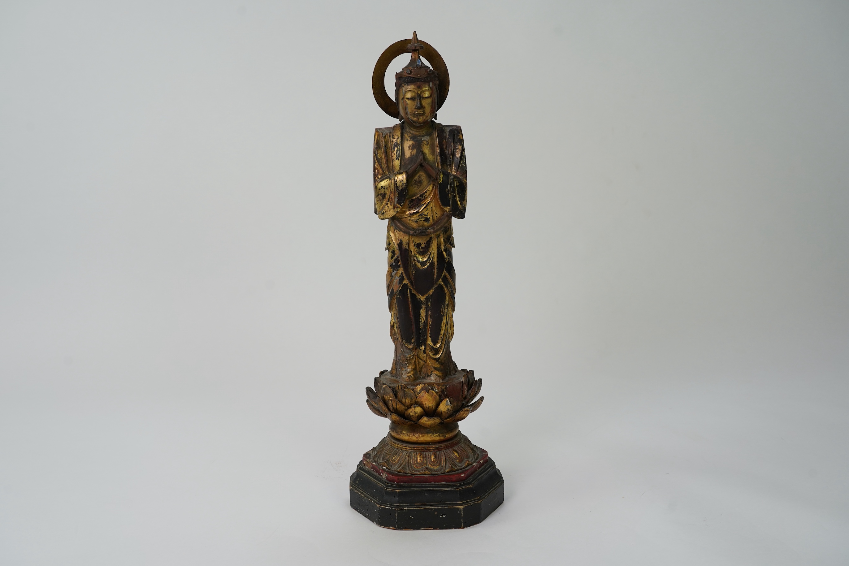 A tall Japanese giltwood standing figure of Kannon, 19th century